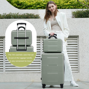 English Elm 6 Piece Hardshell Abs Travel Set with Spinner Wheels Combination Lock and Toiletry Bag Light Green N732P391465Y