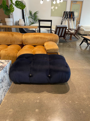 English Elm Bubble Midnight Blue Velvet Sofa Ottoman with Layered Foam Comfort, Solid Wood Legs & Carabiners B353P348944