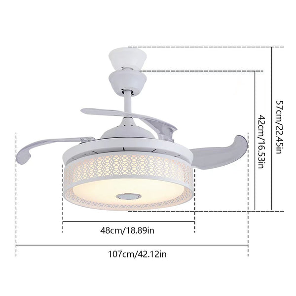 Homeroots Compact Ceiling Fan And Lamp With Remote  Metal 475557