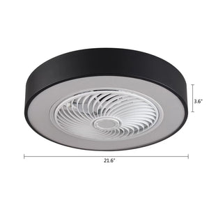 Homeroots Black And White Mod Invisible Blade Ceiling Fan And Light  Metal 475558