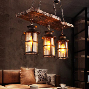Homeroots Rustic Wood And Metal Three Light Hanging Lantern Chandelier   475564