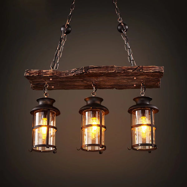 Homeroots Rustic Wood And Metal Three Light Hanging Lantern Chandelier   475564