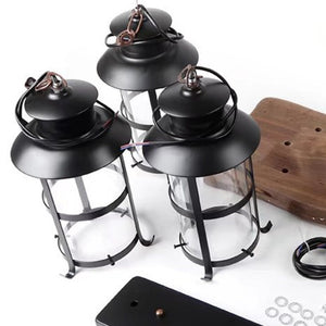 Homeroots Rustic Wood And Metal Three Light Hanging Lantern Chandelier   475564