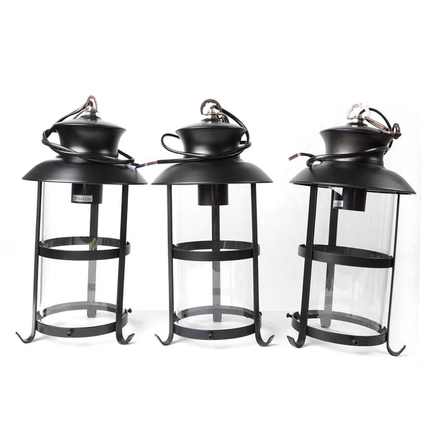 Homeroots Rustic Wood And Metal Three Light Hanging Lantern Chandelier   475564