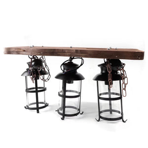 Homeroots Rustic Wood And Metal Three Light Hanging Lantern Chandelier   475564