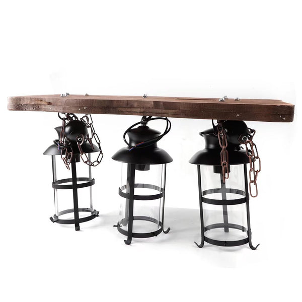 Homeroots Rustic Wood And Metal Three Light Hanging Lantern Chandelier   475564