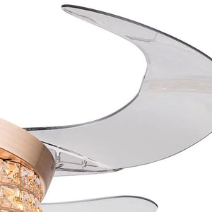 Homeroots Gold Art Deco Glam Chandelier And Retractable Fan  Metal 475571