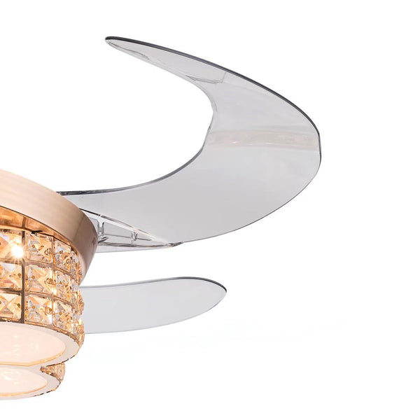 Homeroots Gold Art Deco Glam Chandelier And Retractable Fan  Metal 475571