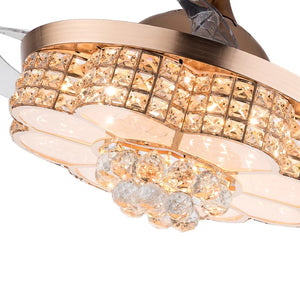 Homeroots Gold Art Deco Glam Chandelier And Retractable Fan  Metal 475571