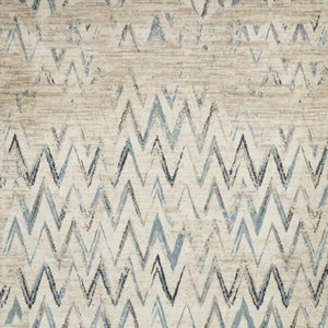HomeRoots 5' Ivory and Blue Chevron Area Rug - Stylish, Durable Design Perfect for Family Rooms and High Traffic Areas 5' X 8' 475576