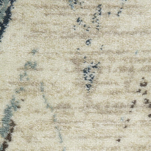 HomeRoots 5' Ivory and Blue Chevron Area Rug - Stylish, Durable Design Perfect for Family Rooms and High Traffic Areas 5' X 8' 475576