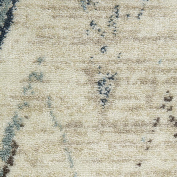 HomeRoots 5' Ivory and Blue Chevron Area Rug - Stylish, Durable Design Perfect for Family Rooms and High Traffic Areas 5' X 8' 475576