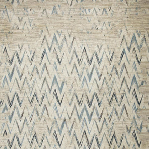 HomeRoots 5' Ivory and Blue Chevron Area Rug - Stylish, Durable Design Perfect for Family Rooms and High Traffic Areas 5' X 8' 475576
