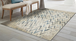 Homeroots 8' X 11' Ivory Chevron Area Rug  Polypropylene 475577