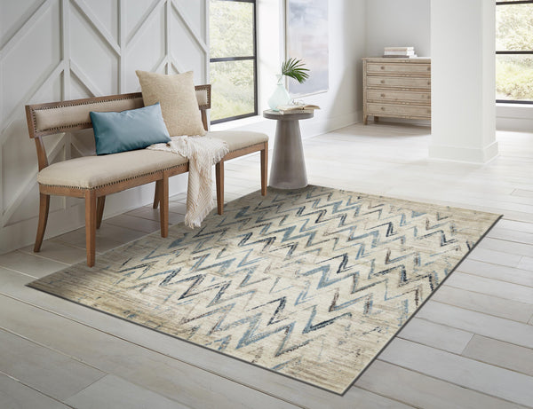 Homeroots 8' X 11' Ivory Chevron Area Rug  Polypropylene 475577