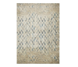 HomeRoots 5' Ivory and Blue Chevron Area Rug - Stylish, Durable Design Perfect for Family Rooms and High Traffic Areas 8' X 11' 475577
