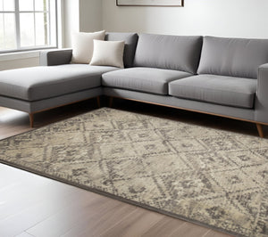 HomeRoots 5' Gray and Brown Abstract Area Rug – Modern Design, Durable, Stain-Resistant, Perfect for High-Traffic Areas 5' X 8' 475581