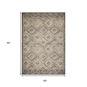HomeRoots 5' Gray and Brown Abstract Area Rug – Modern Design, Durable, Stain-Resistant, Perfect for High-Traffic Areas 5' X 8' 475581