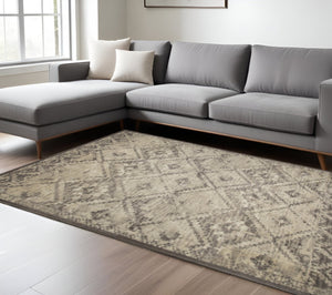 HomeRoots 5' Gray and Brown Abstract Area Rug – Modern Design, Durable, Stain-Resistant, Perfect for High-Traffic Areas 8' X 11' 475582