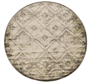HomeRoots 8' Gray and Brown Abstract Rug - Contemporary Style, Stain Resistant, Durable Design for Any Space 8' Round 475583