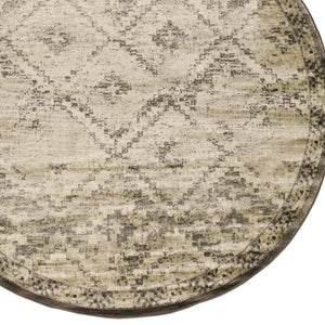 HomeRoots 8' Gray and Brown Abstract Rug - Contemporary Style, Stain Resistant, Durable Design for Any Space 8' Round 475583