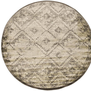 HomeRoots 8' Gray and Brown Abstract Rug - Contemporary Style, Stain Resistant, Durable Design for Any Space 8' Round 475583