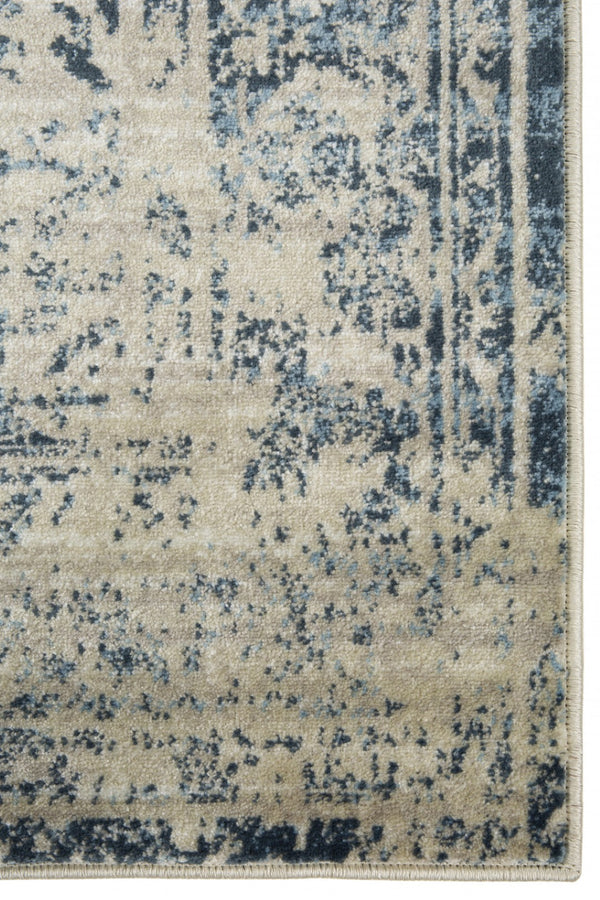 HomeRoots 8' Ivory and Blue Oriental Area Rug - Elegant, Stain-Resistant Design for Timeless Home Décor 8' X 11' 475587