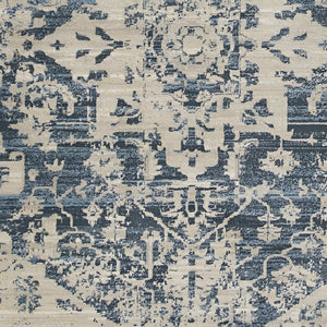 HomeRoots 5' Timeless Elegance Ivory and Blue Oriental Area Rug for Durable, Stylish Living Spaces Today! 8' Round 475588