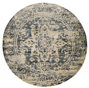 HomeRoots 5' Timeless Elegance Ivory and Blue Oriental Area Rug for Durable, Stylish Living Spaces Today! 8' Round 475588