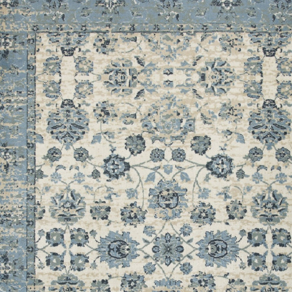 HomeRoots 5' Ivory and Sky Blue Oriental Area Rug – Timeless Charm, Durable, Stain Resistant, Easy Care Comfort 5' X 8' 475591