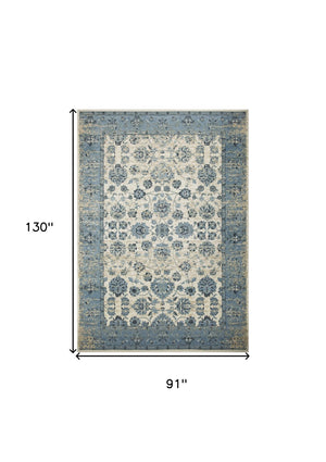 HomeRoots 8' Ivory and Sky Blue Oriental Area Rug – Timeless Elegance for Modern Living Spaces and Durability 8' X 11' 475592