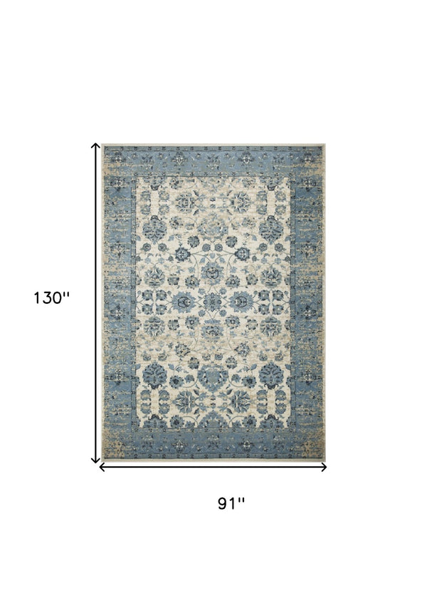 HomeRoots 8' Ivory and Sky Blue Oriental Area Rug – Timeless Elegance for Modern Living Spaces and Durability 8' X 11' 475592