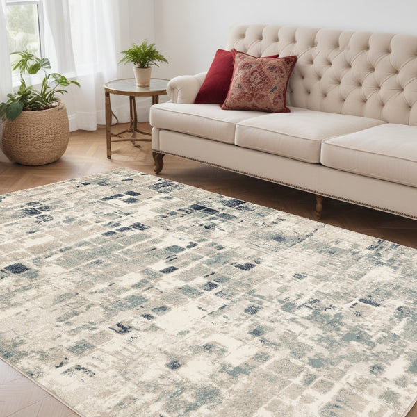 Homeroots 5' X 8' Blue And Beige Abstract Area Rug  Polypropylene 475596