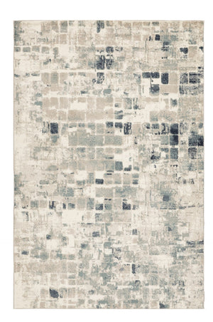 HomeRoots 5' Blue and Beige Abstract Area Rug - Modern, Stain-Resistant Design for Stylish Home Décor 5' X 8' 475596