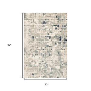 HomeRoots 5' Blue and Beige Abstract Area Rug - Modern, Stain-Resistant Design for Stylish Home Décor 5' X 8' 475596