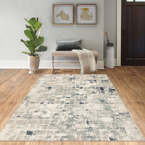 Homeroots 5' X 8' Blue And Beige Abstract Area Rug  Polypropylene 475596