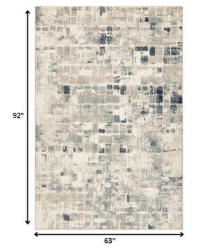 Homeroots 5' X 8' Blue And Beige Abstract Area Rug  Polypropylene 475596