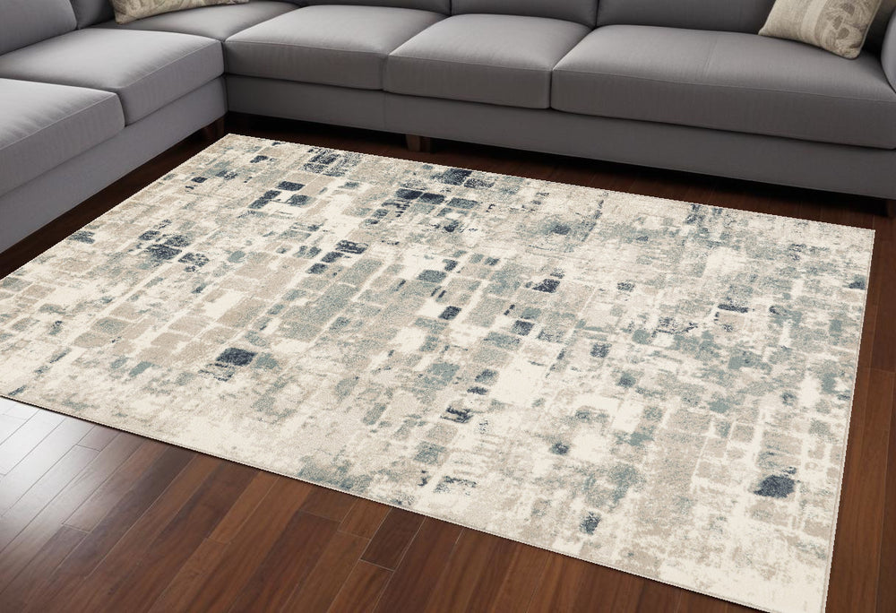 Homeroots 8' X 11' Blue And Beige Abstract Area Rug  Polypropylene 475597