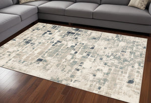 Homeroots 8' X 11' Blue And Beige Abstract Area Rug  Polypropylene 475597