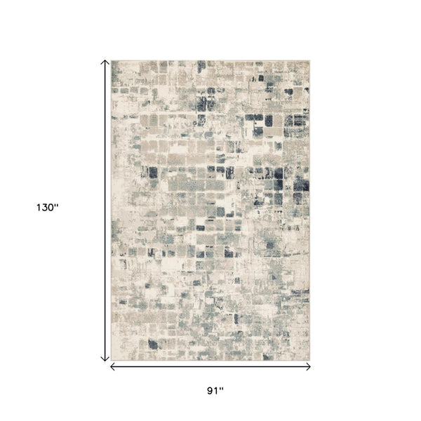 HomeRoots 5' Blue and Beige Abstract Area Rug - Modern, Stain-Resistant Design for Stylish Home Décor 8' X 11' 475597