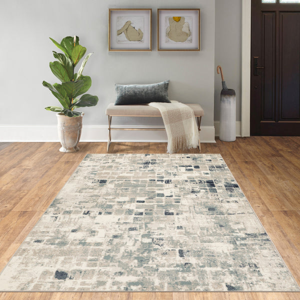 Homeroots 8' X 11' Blue And Beige Abstract Area Rug  Polypropylene 475597