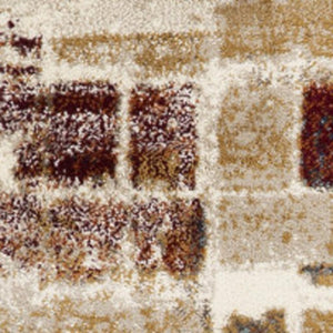 HomeRoots 5' Natural and Brown Abstract Area Rug - Modern, Durable Design for High-Traffic Family Spaces 5' X 8' 475601