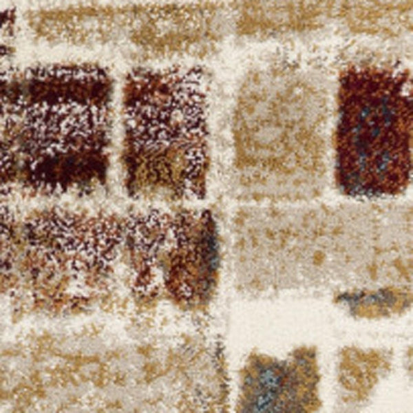 HomeRoots 5' Natural and Brown Abstract Area Rug - Modern, Durable Design for High-Traffic Family Spaces 5' X 8' 475601