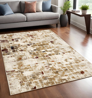 Homeroots 5' X 8' Natural Abstract Area Rug  Polypropylene 475601