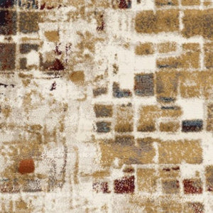 HomeRoots 5' Natural and Brown Abstract Area Rug - Modern, Durable Design for High-Traffic Family Spaces 8' X 11' 475602