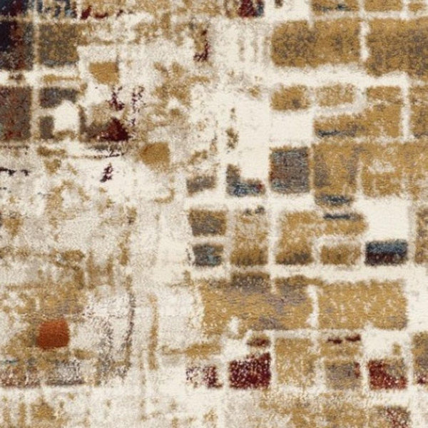 HomeRoots 5' Natural and Brown Abstract Area Rug - Modern, Durable Design for High-Traffic Family Spaces 8' X 11' 475602