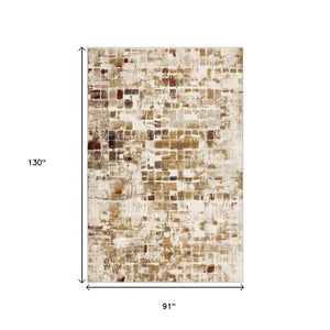 HomeRoots 5' Natural and Brown Abstract Area Rug - Modern, Durable Design for High-Traffic Family Spaces 8' X 11' 475602
