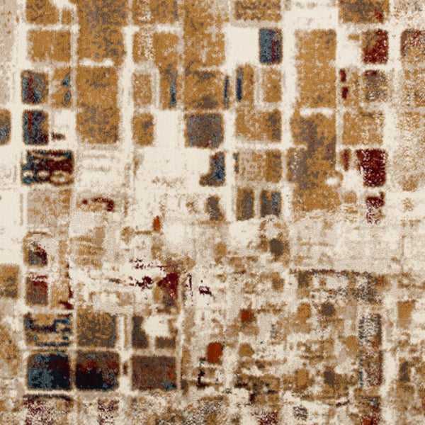 HomeRoots 8' Natural and Brown Abstract Distressed Rug - Modern, Durable Design for Family Homes and Stylish Spaces 8' Round 475603