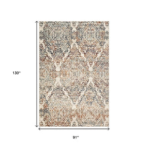 HomeRoots 5' Timeless Ivory, Rust, and Green Oriental Area Rug - Durable, Stain-Resistant Design for Any Space 8' X 11' 475607
