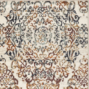 HomeRoots 8' Elegant Ivory, Rust, and Green Oriental Rug - Timeless Style, Stain-Resistant, Easy Care Solution 8' Round 475608
